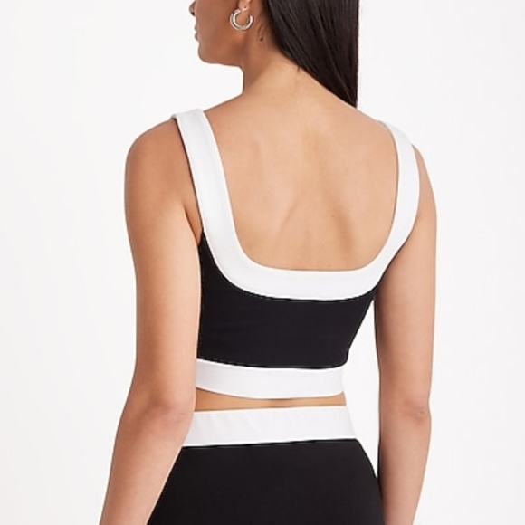NWT Express Body Contour Stretch Cotton Tipped Square Neck Cropped Tank Size S - Picture 4 of 5